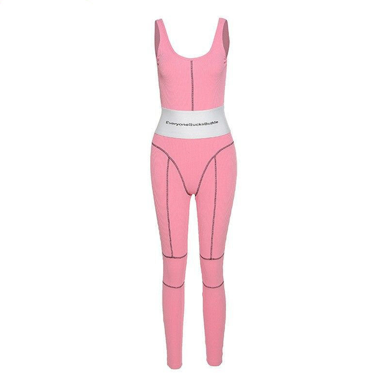 Sleeveless Sports Jumpsuit | Waisted Sport Jumpsuit | shopverse